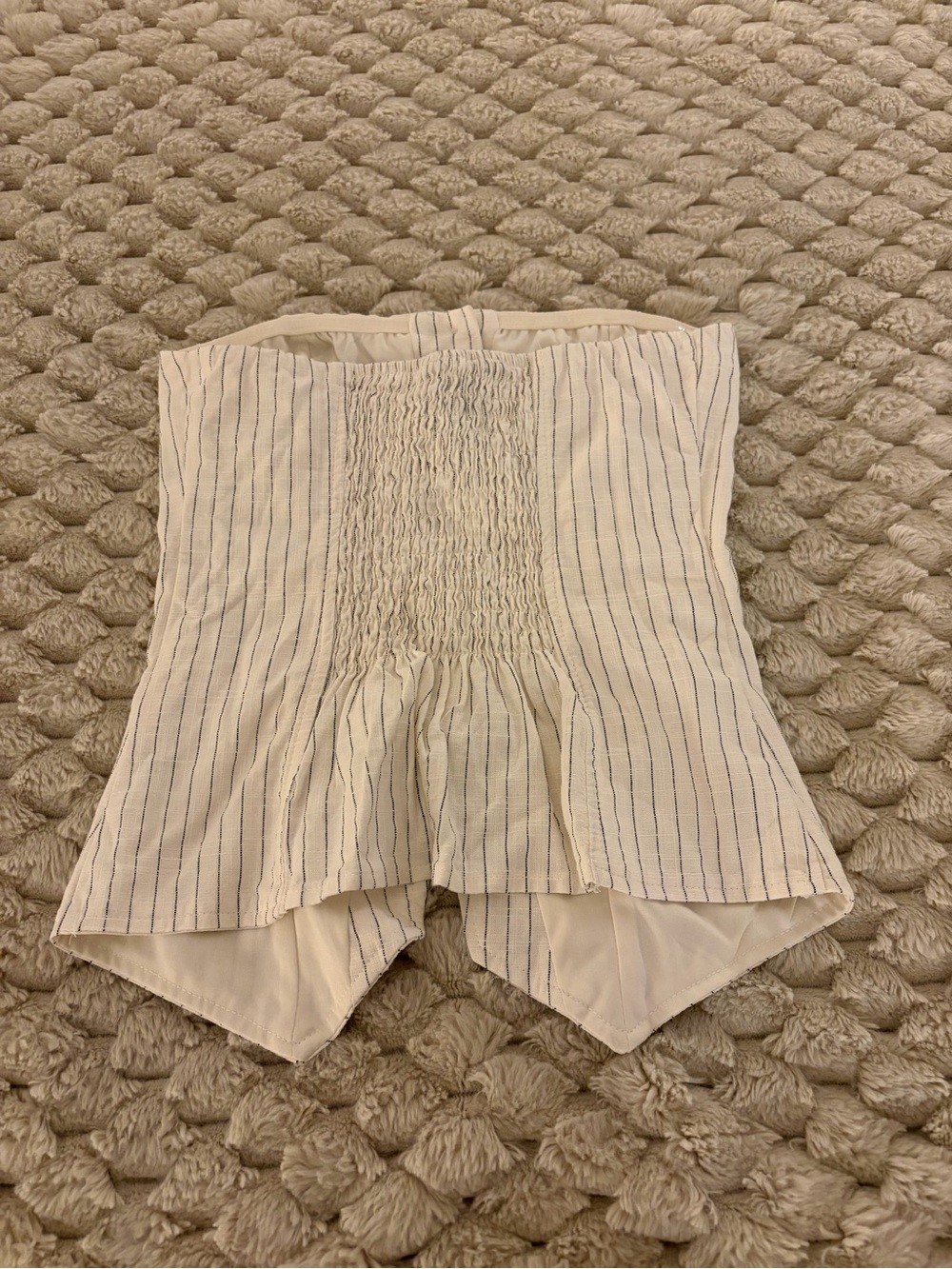 Striped Cream Button-Front Women's Top - Picture 2 of 2
